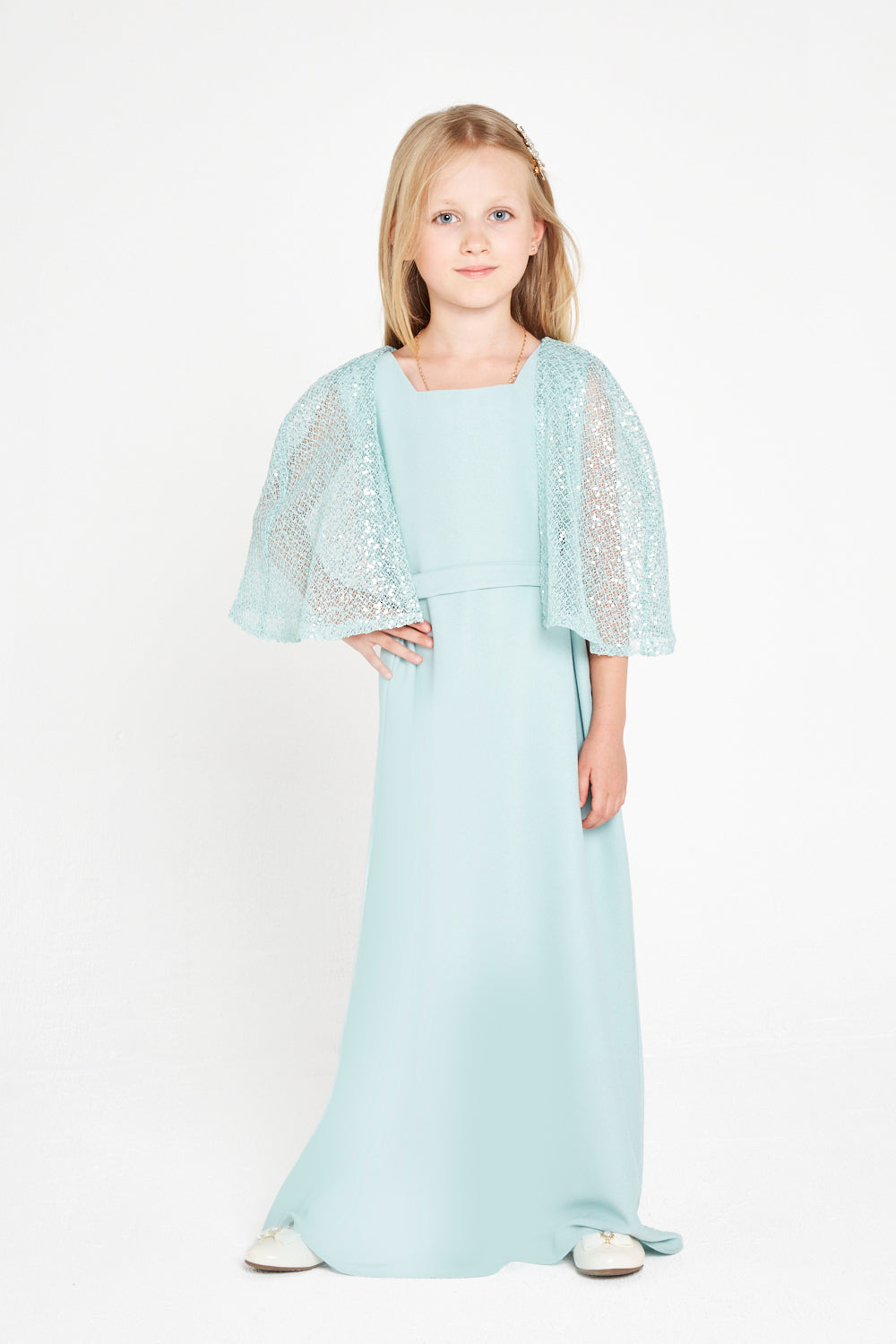 Embellished Cape Sleeve Dress