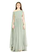 Modern One-Shoulder Draped Chiffon Gown