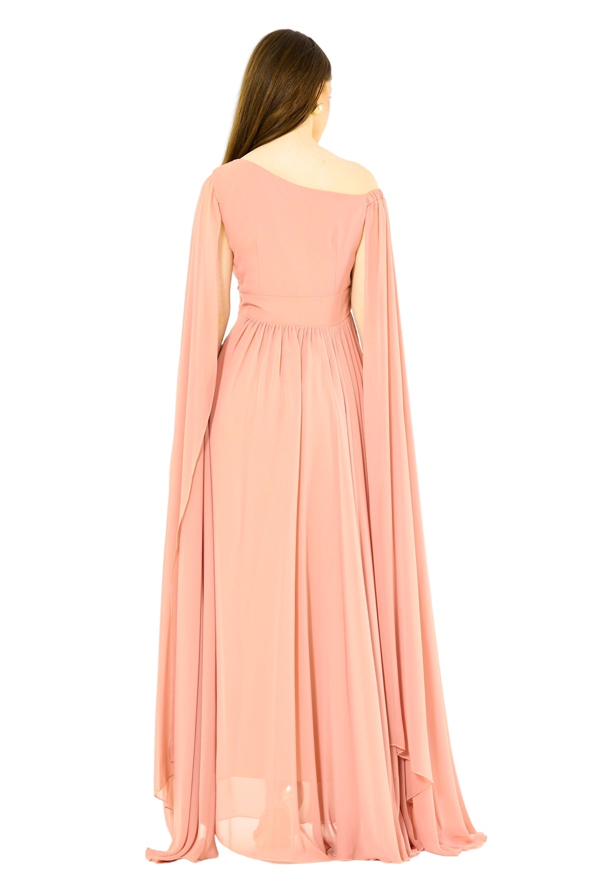 Modern One-Shoulder Draped Chiffon Gown