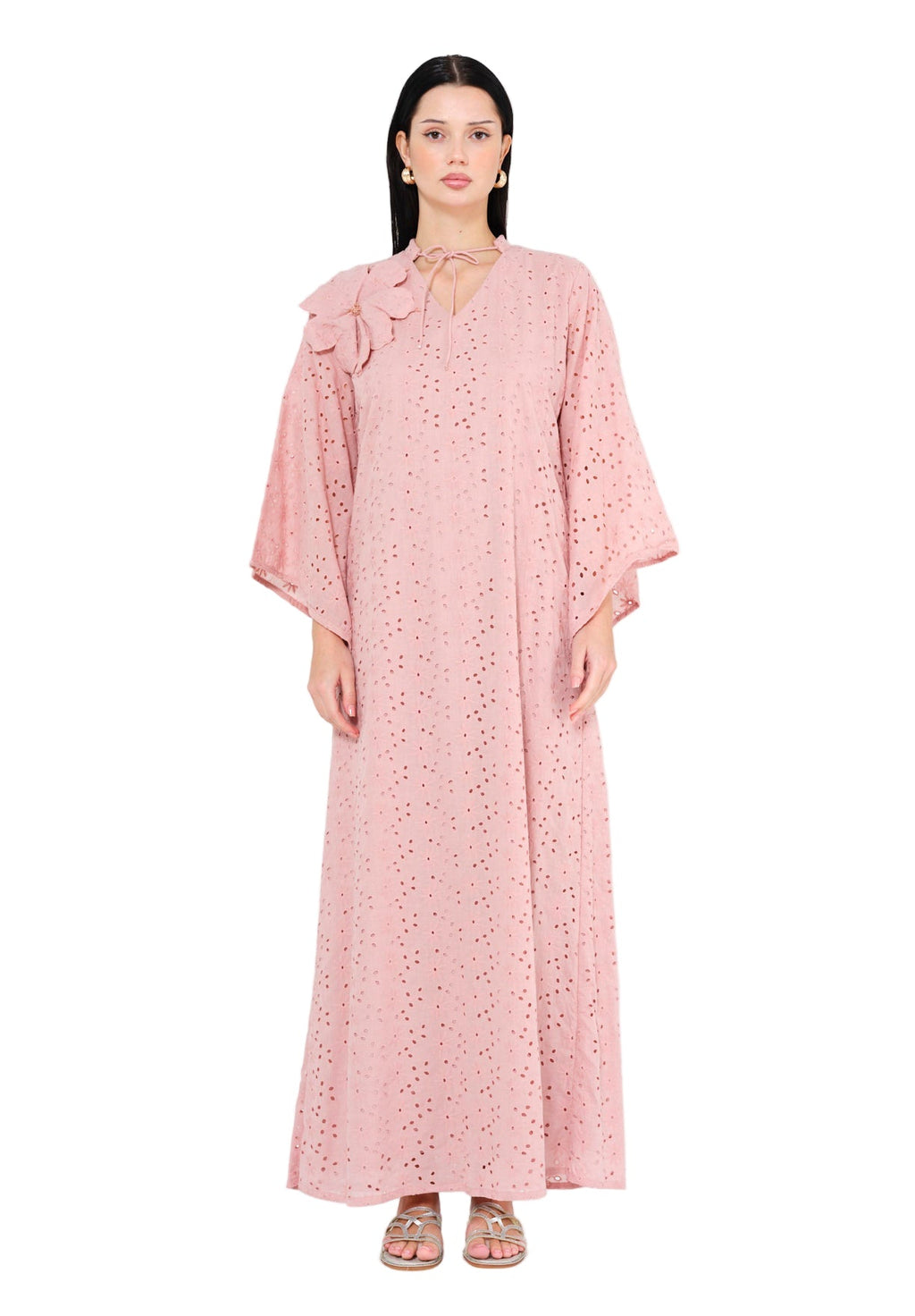 Blush Elegance Eyelet Jalabiya