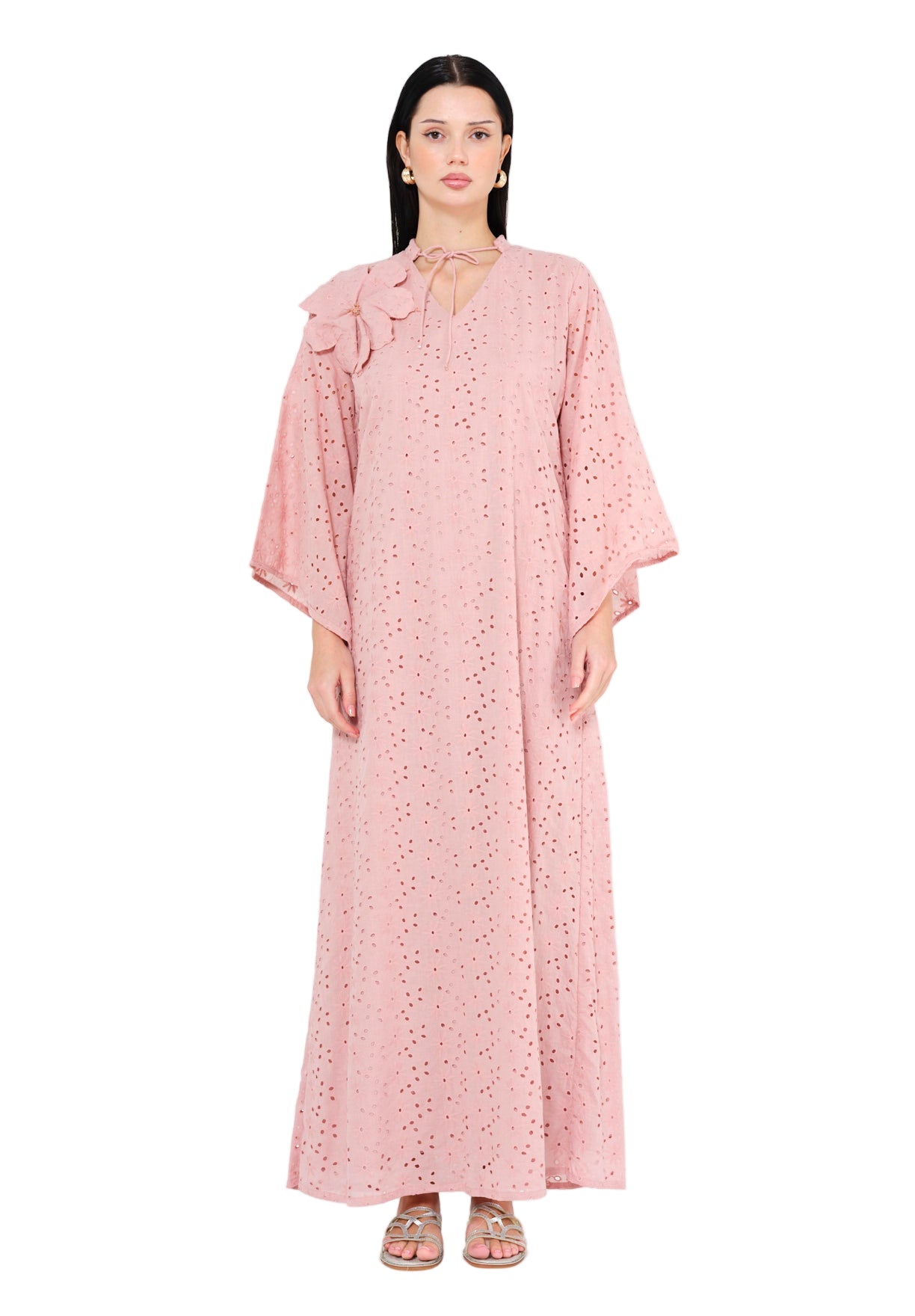 Blush Elegance Eyelet Jalabiya