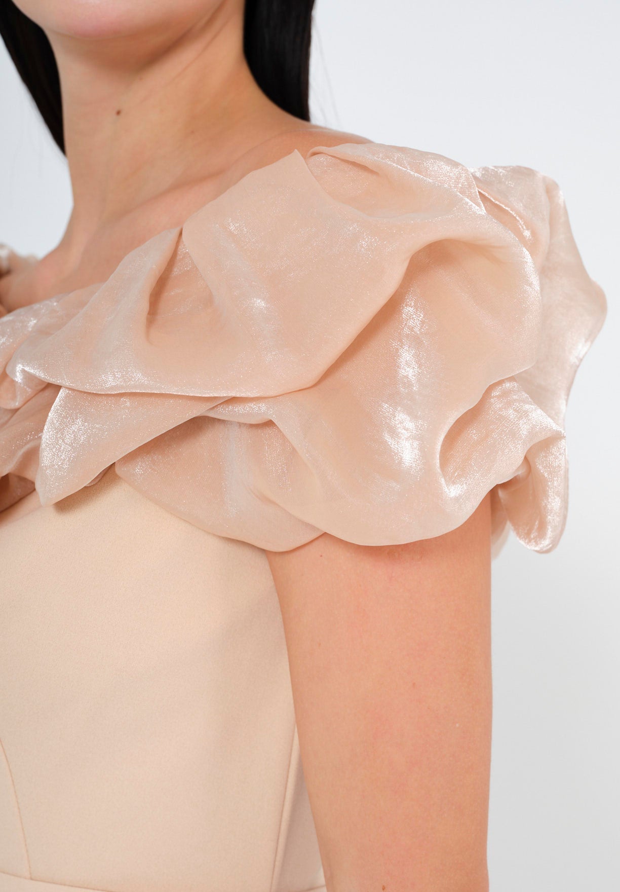 Rosé Radiance Ruffle Gown