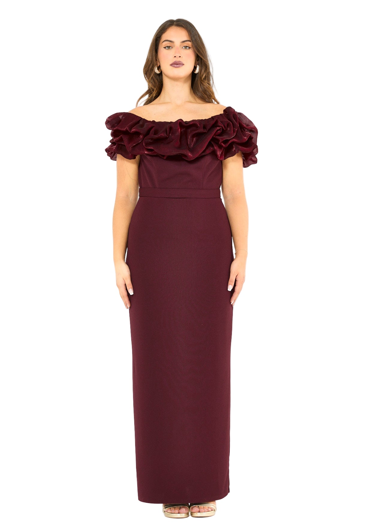 Rosé Radiance Ruffle Gown