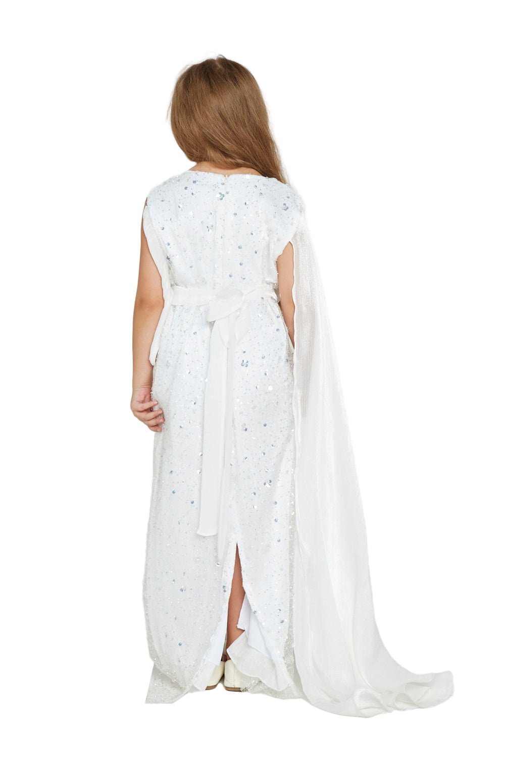 Sequin Gown With Shawl Drape