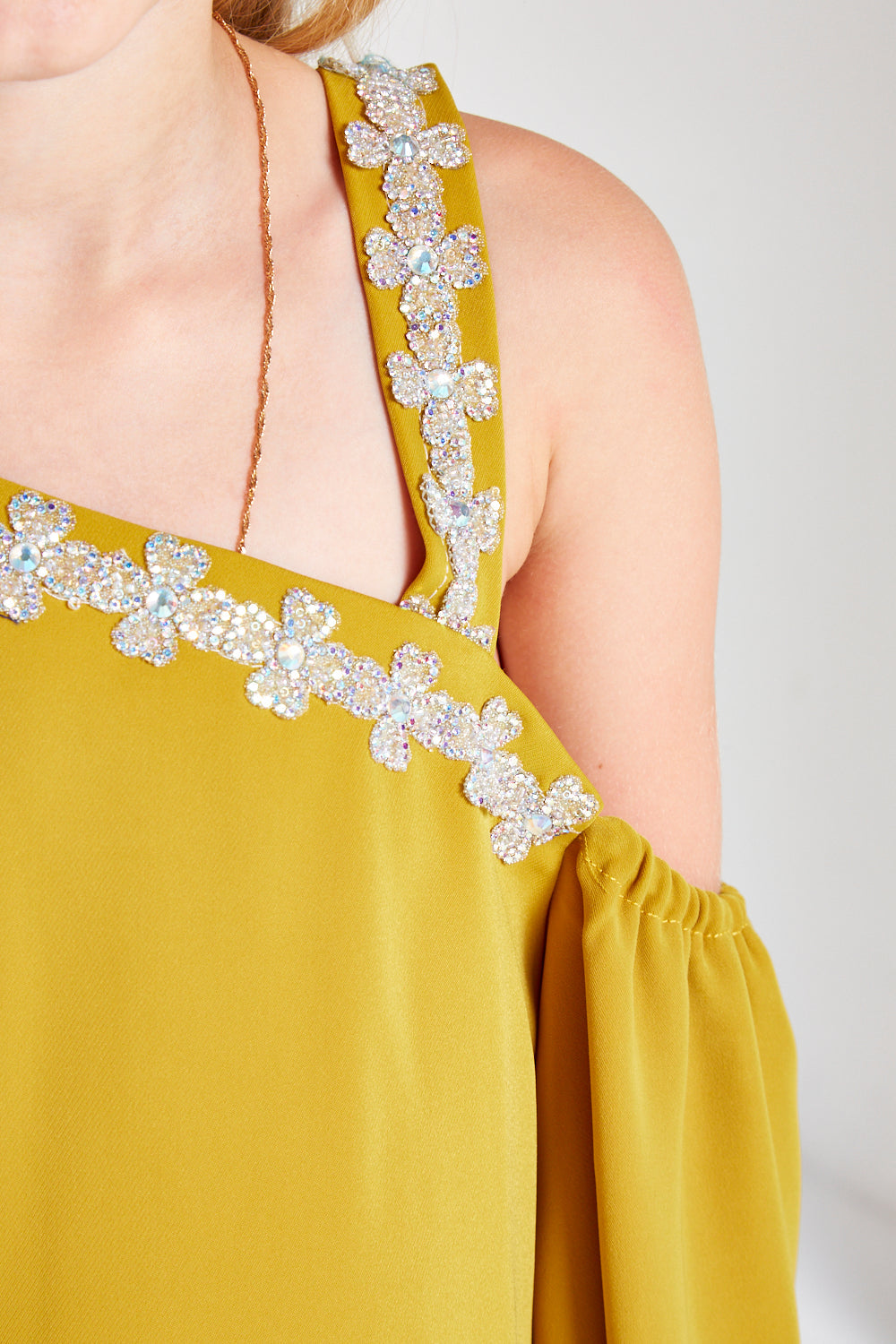 Asymmetrical Cold Shoulder Gown