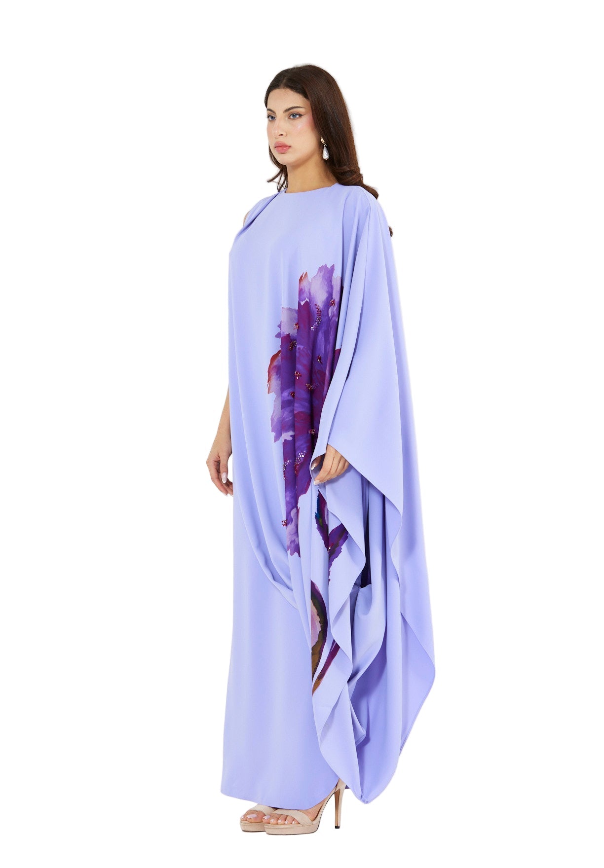 Floral Bloom Asymmetrical Draped Gown