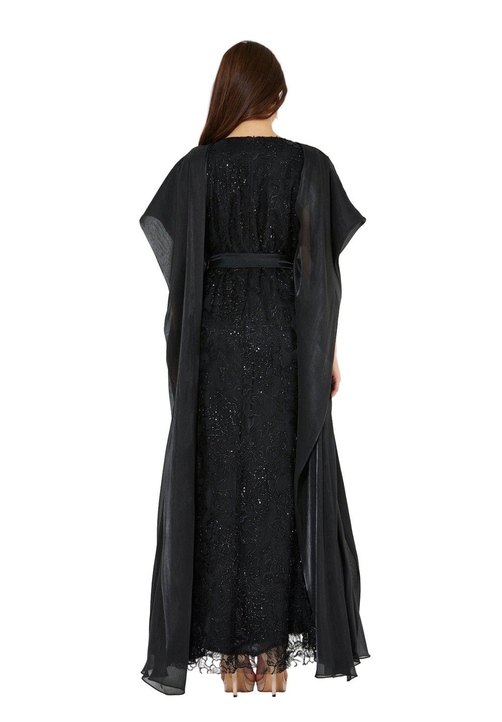 All-Over Embellished Gown With Soft Organza Sleeves