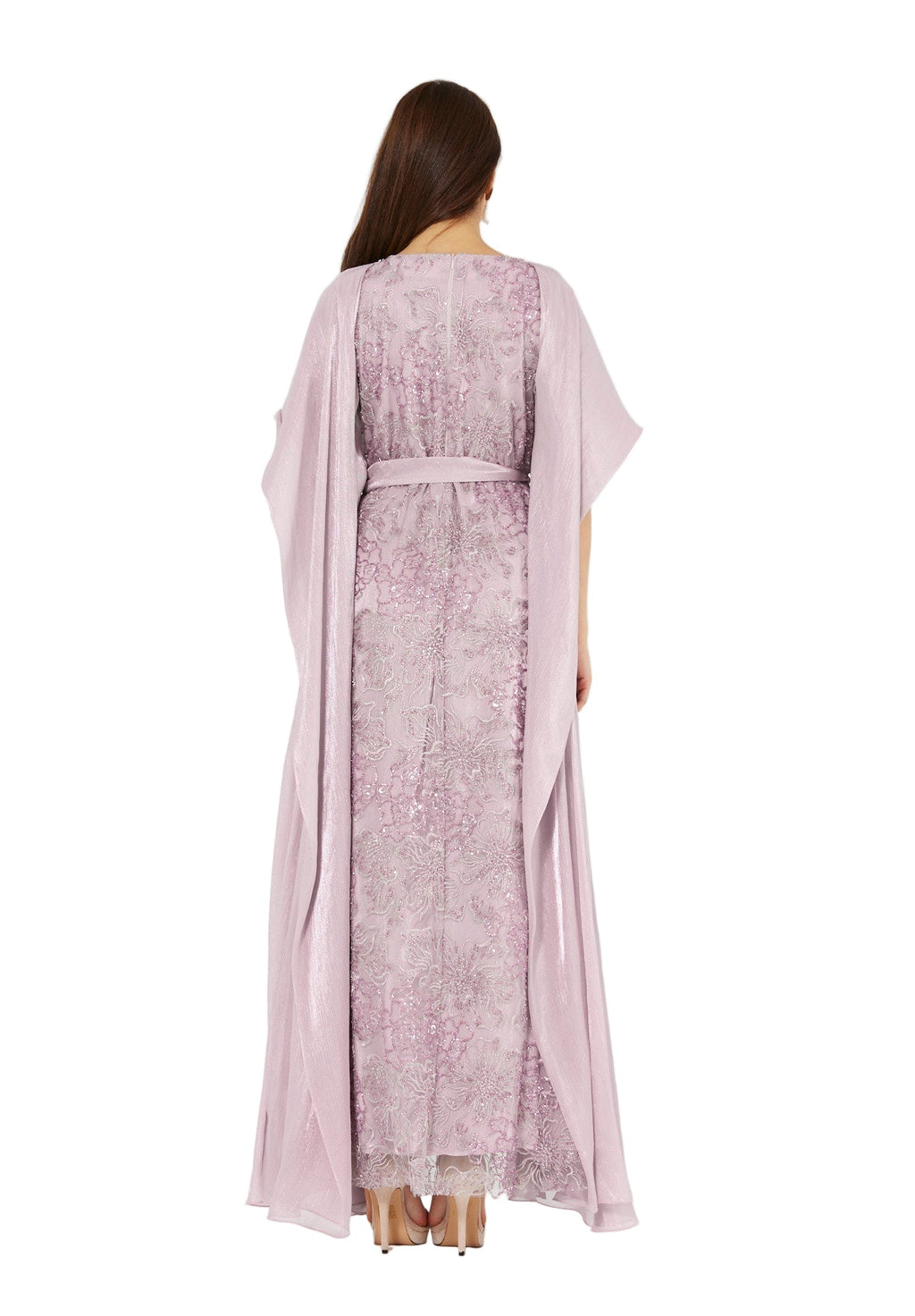 All-Over Embellished Gown With Soft Organza Sleeves