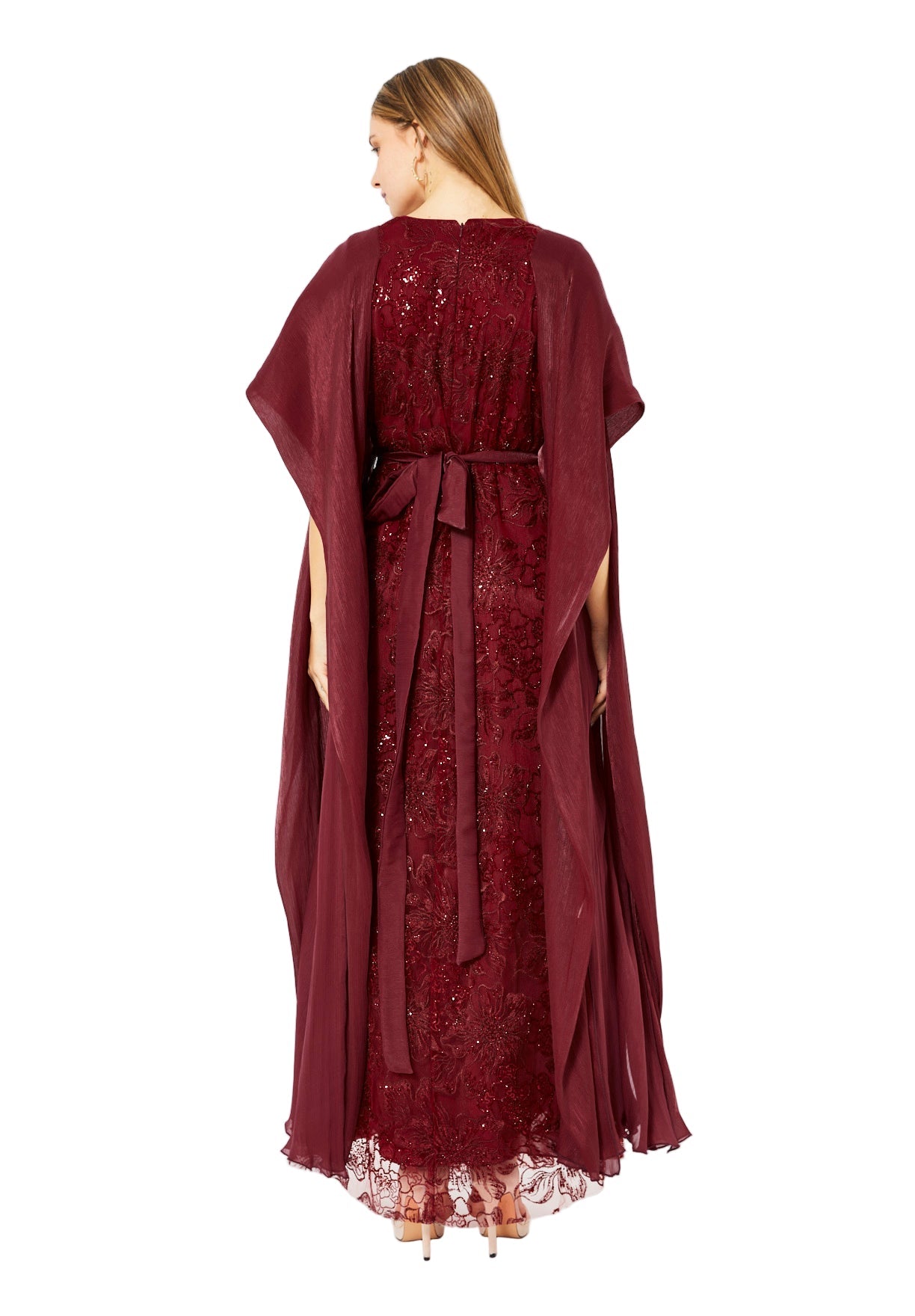 All-Over Embellished Gown With Soft Organza Sleeves