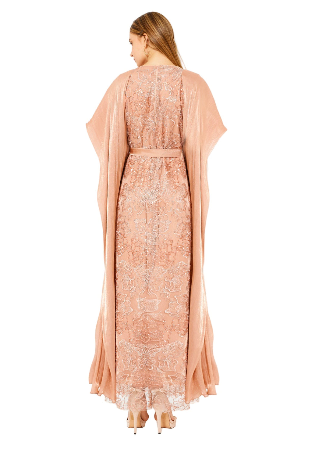 All-Over Embellished Gown With Soft Organza Sleeves