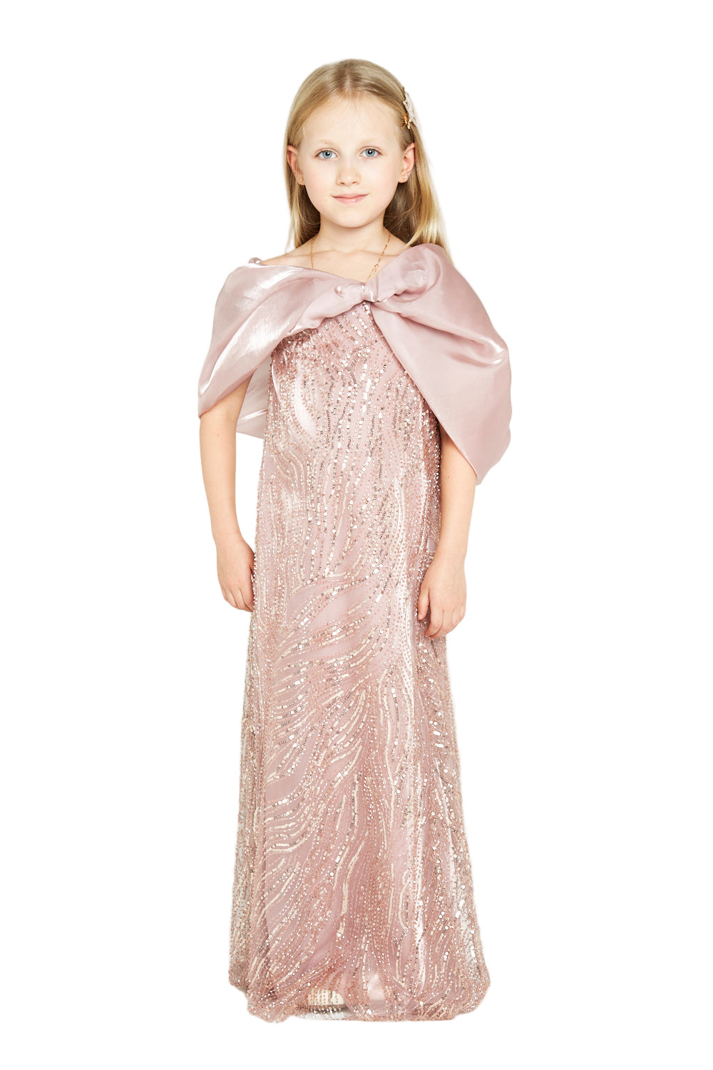 Sequin Embellished Gown with Statement Overlay