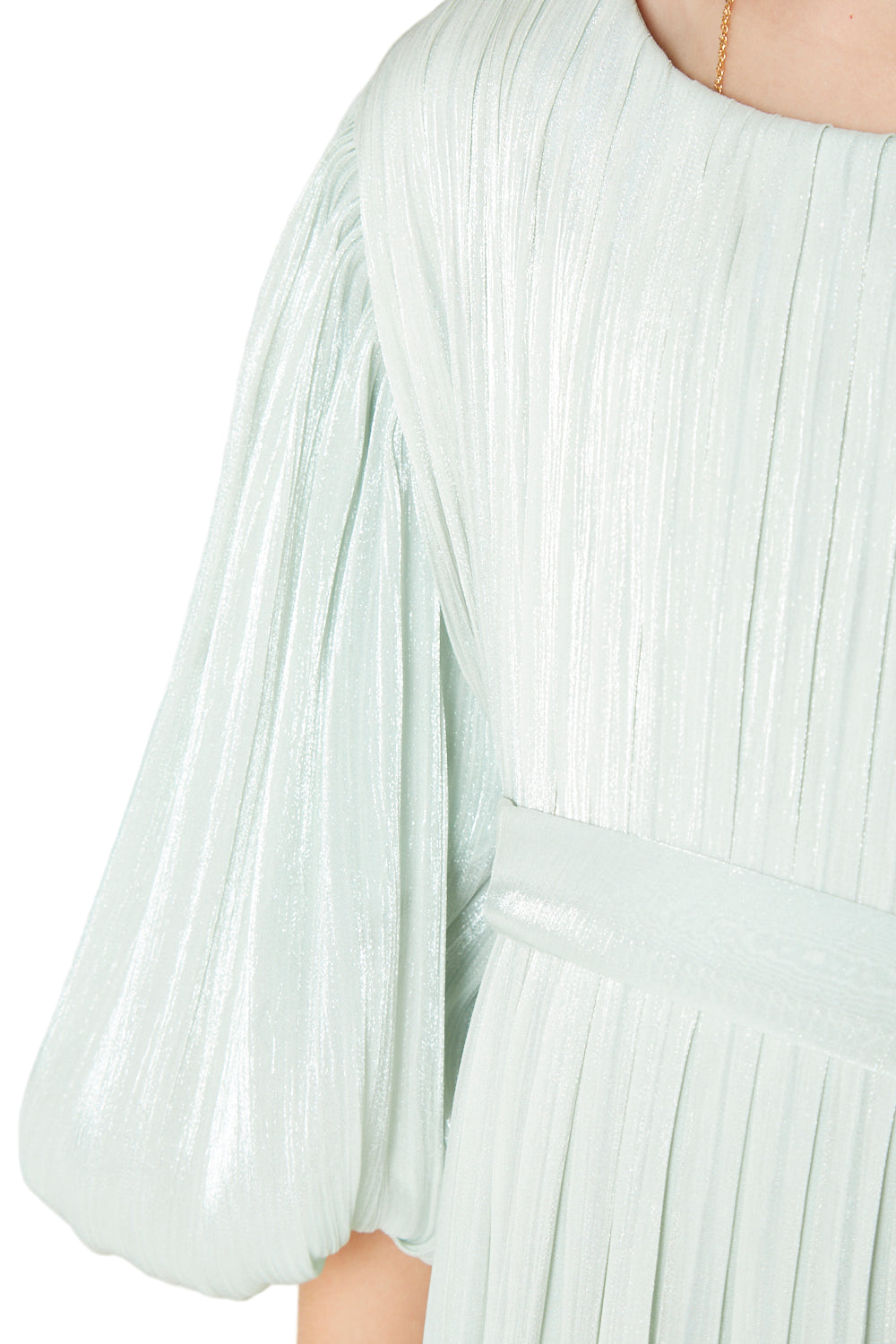 Organza Pleated Gown with Bubble Hem