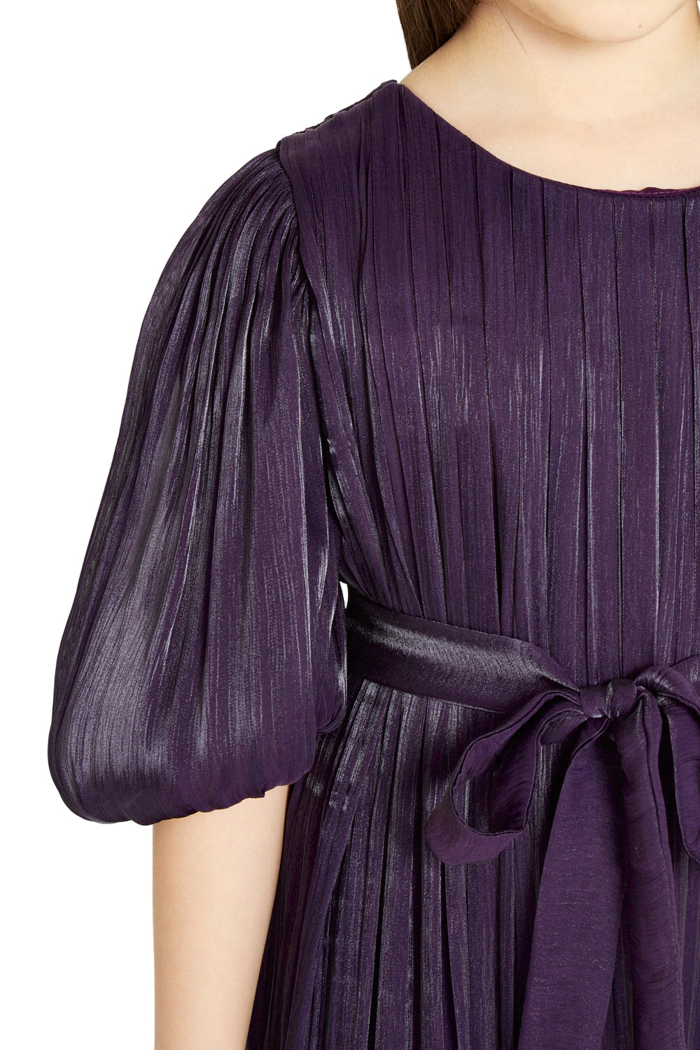 Organza Pleated Gown with Bubble Hem