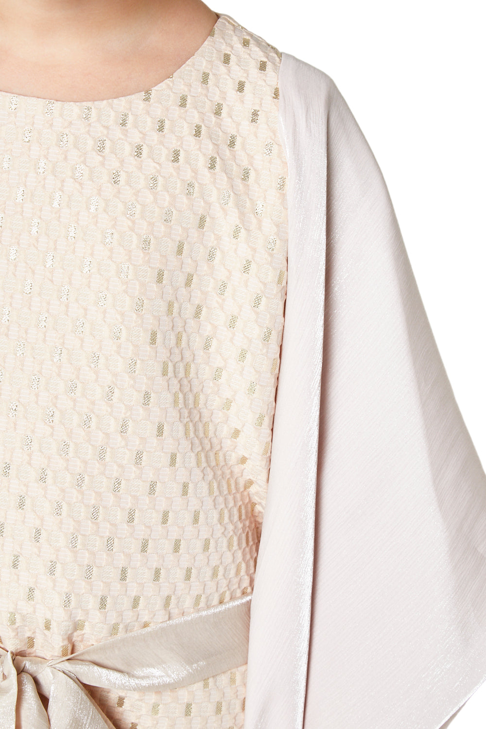 Metallic Jacquard Dress with Cape