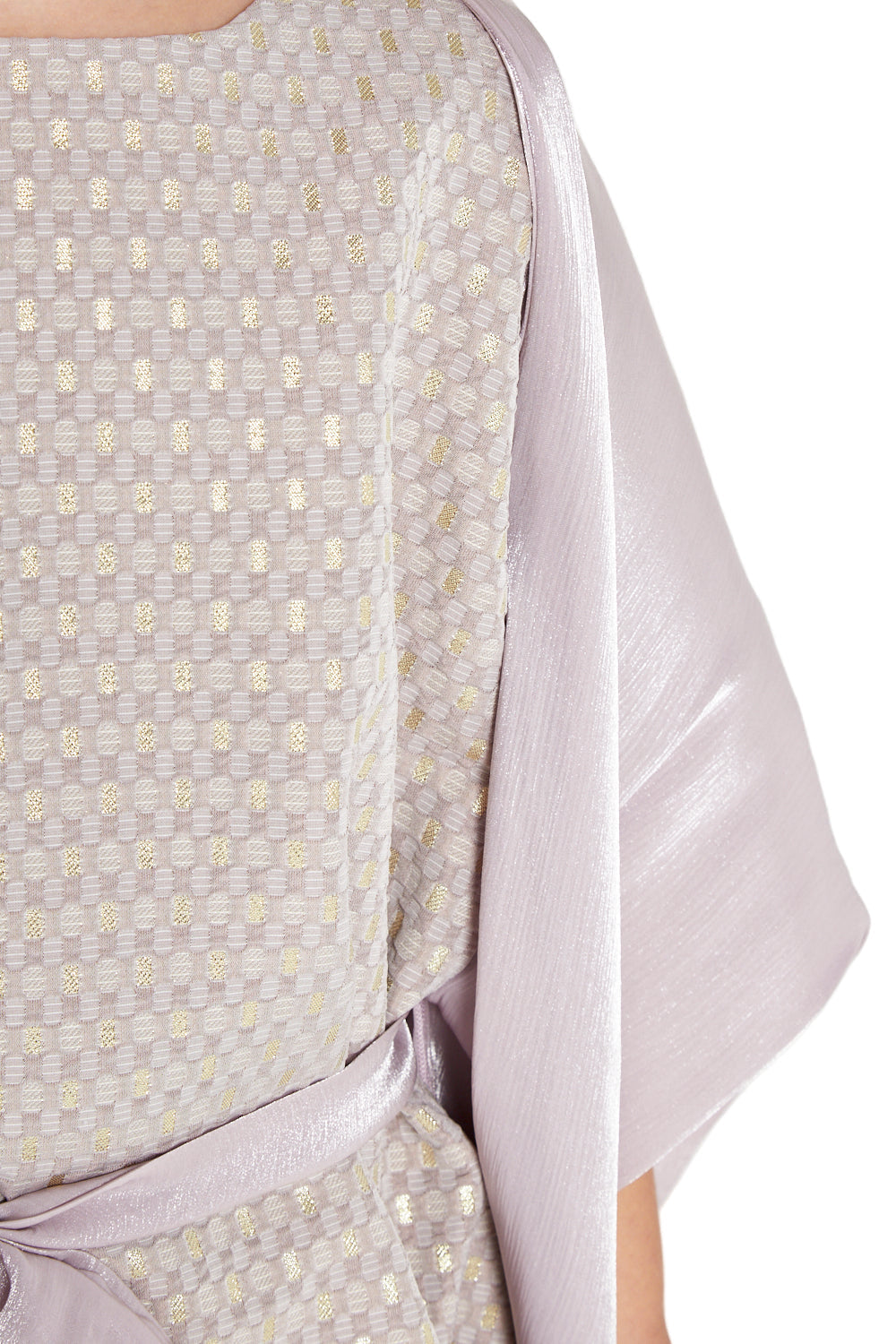 Metallic Jacquard Dress with Cape