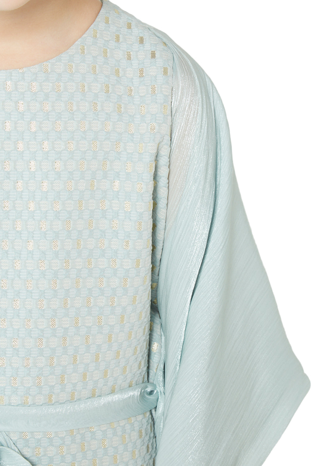 Metallic Jacquard Dress with Cape