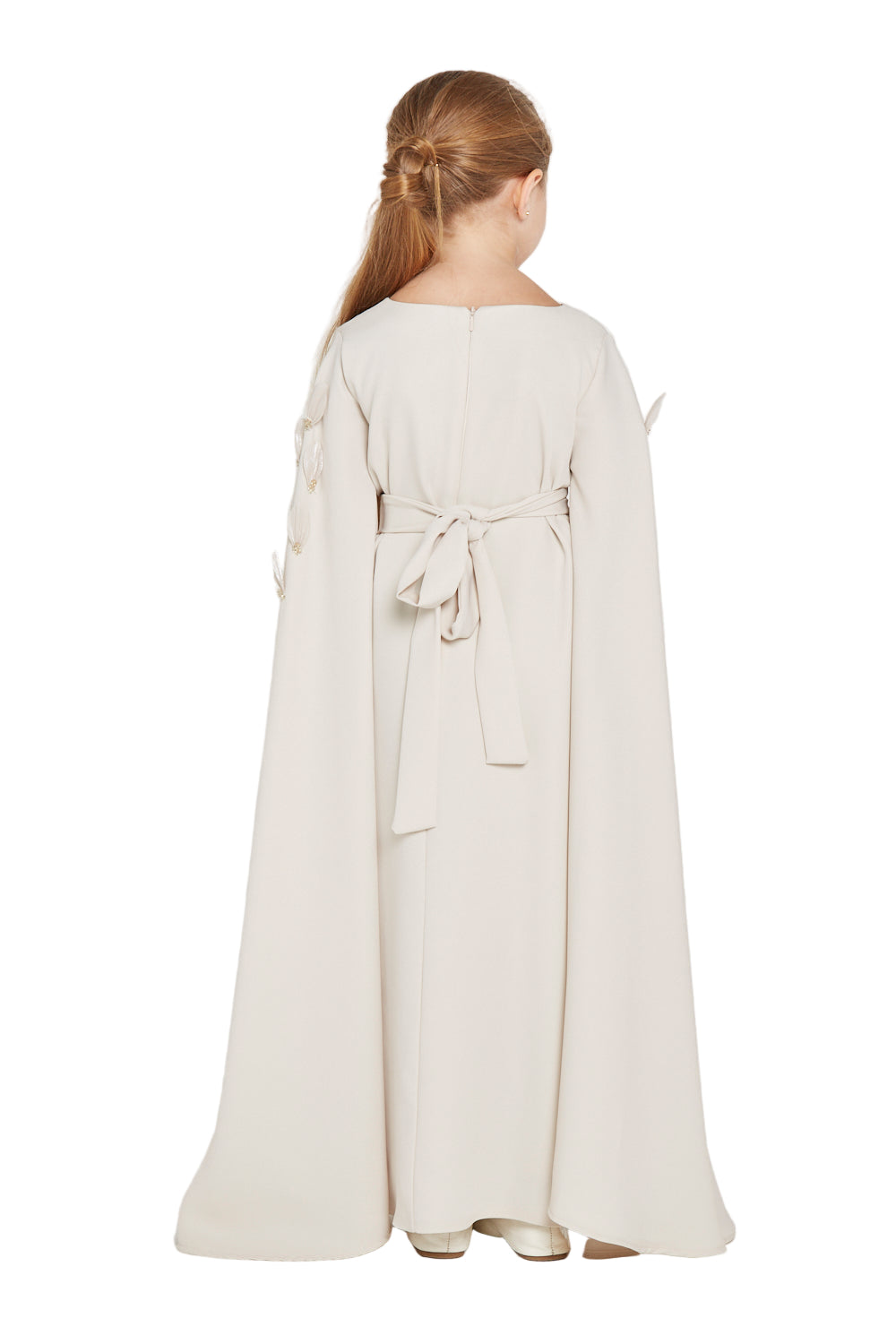 Cape Gown with Petal Florals Appliqué