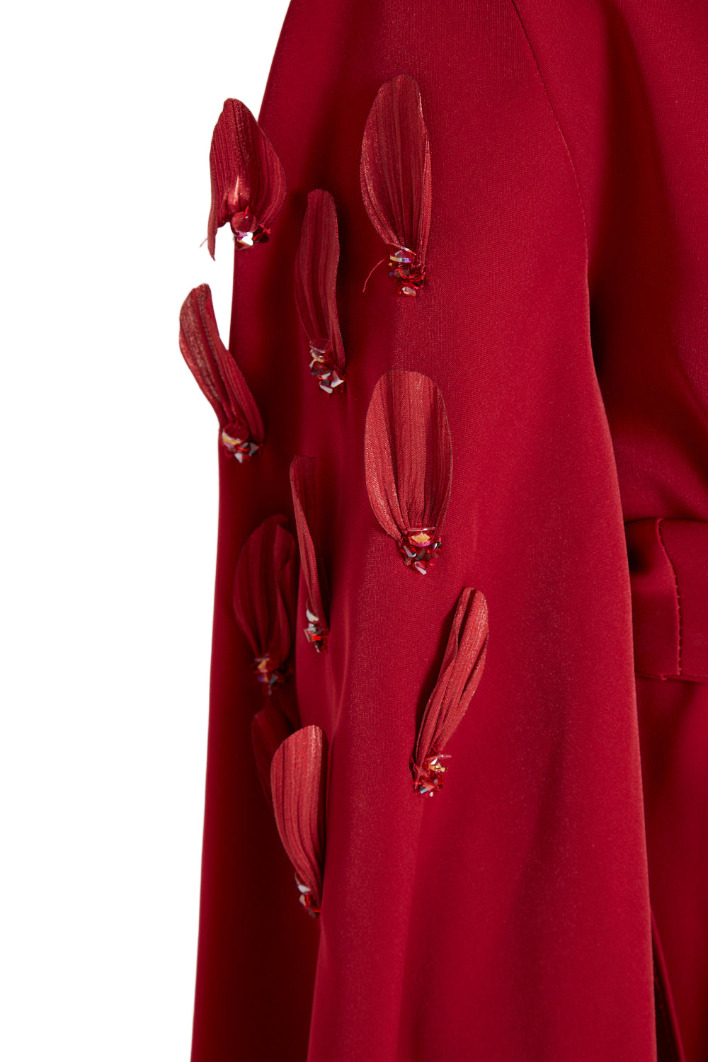 Cape Gown with Petal Florals Appliqué