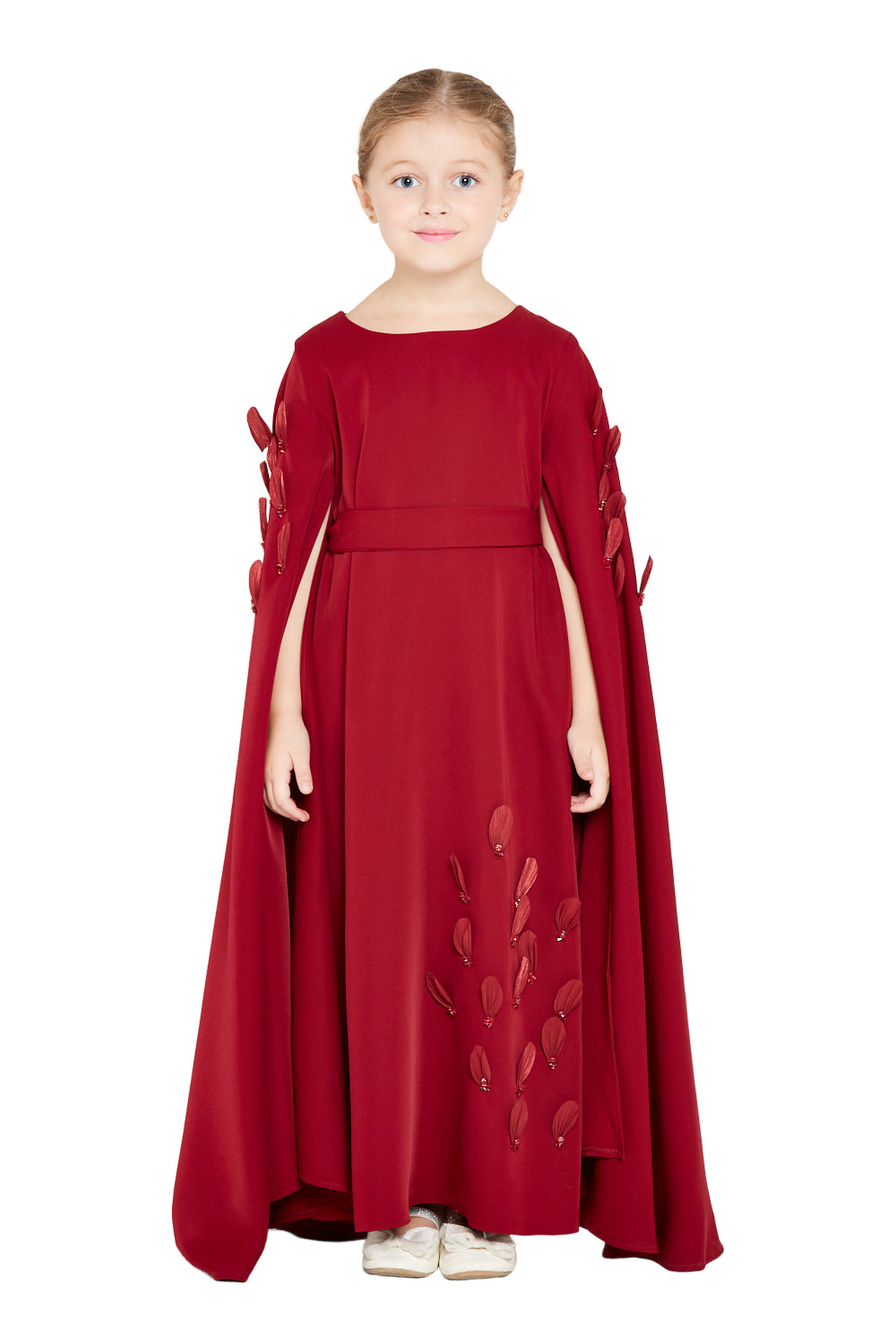 Cape Gown with Petal Florals Appliqué