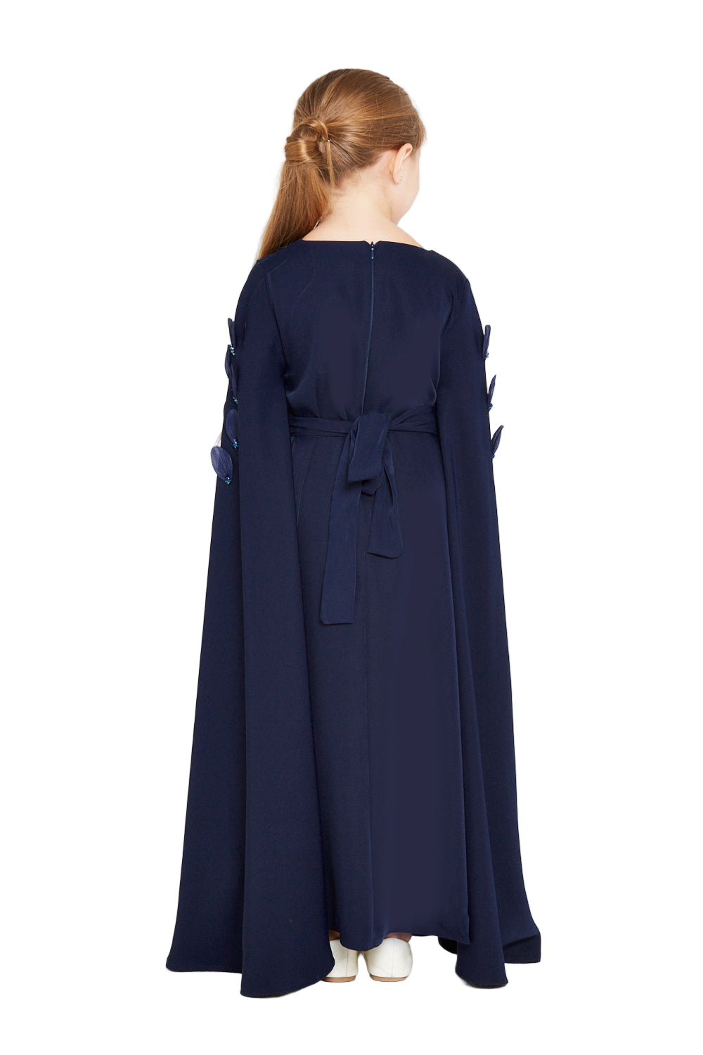 Cape Gown with Petal Florals Appliqué