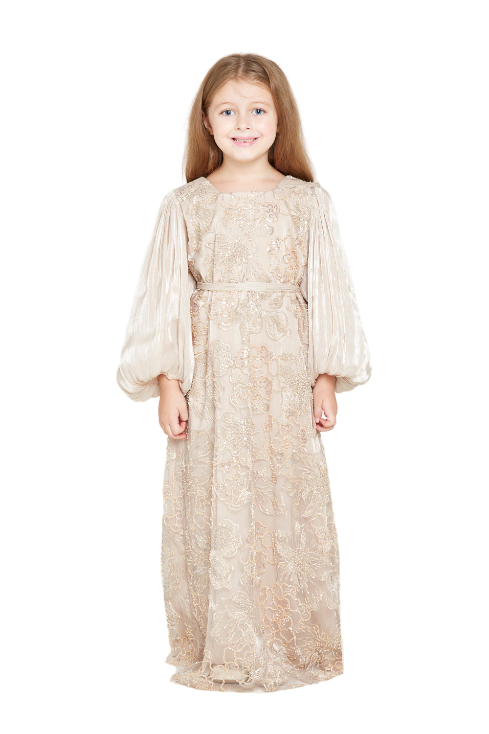 Embroidered Puff-Sleeve Dress