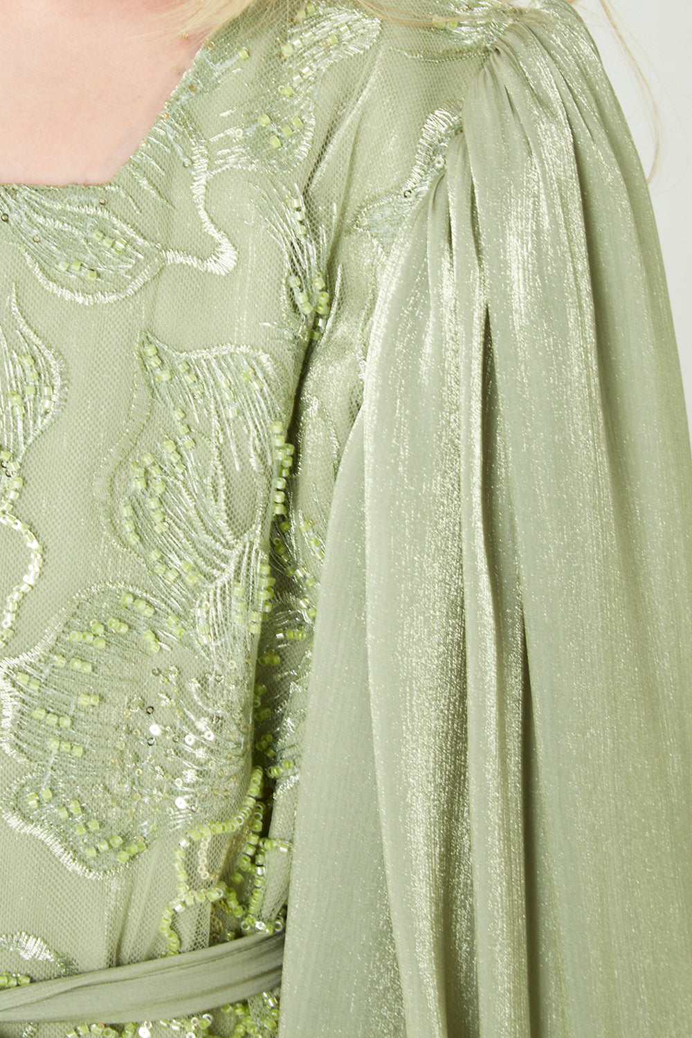 Embroidered Puff-Sleeve Dress