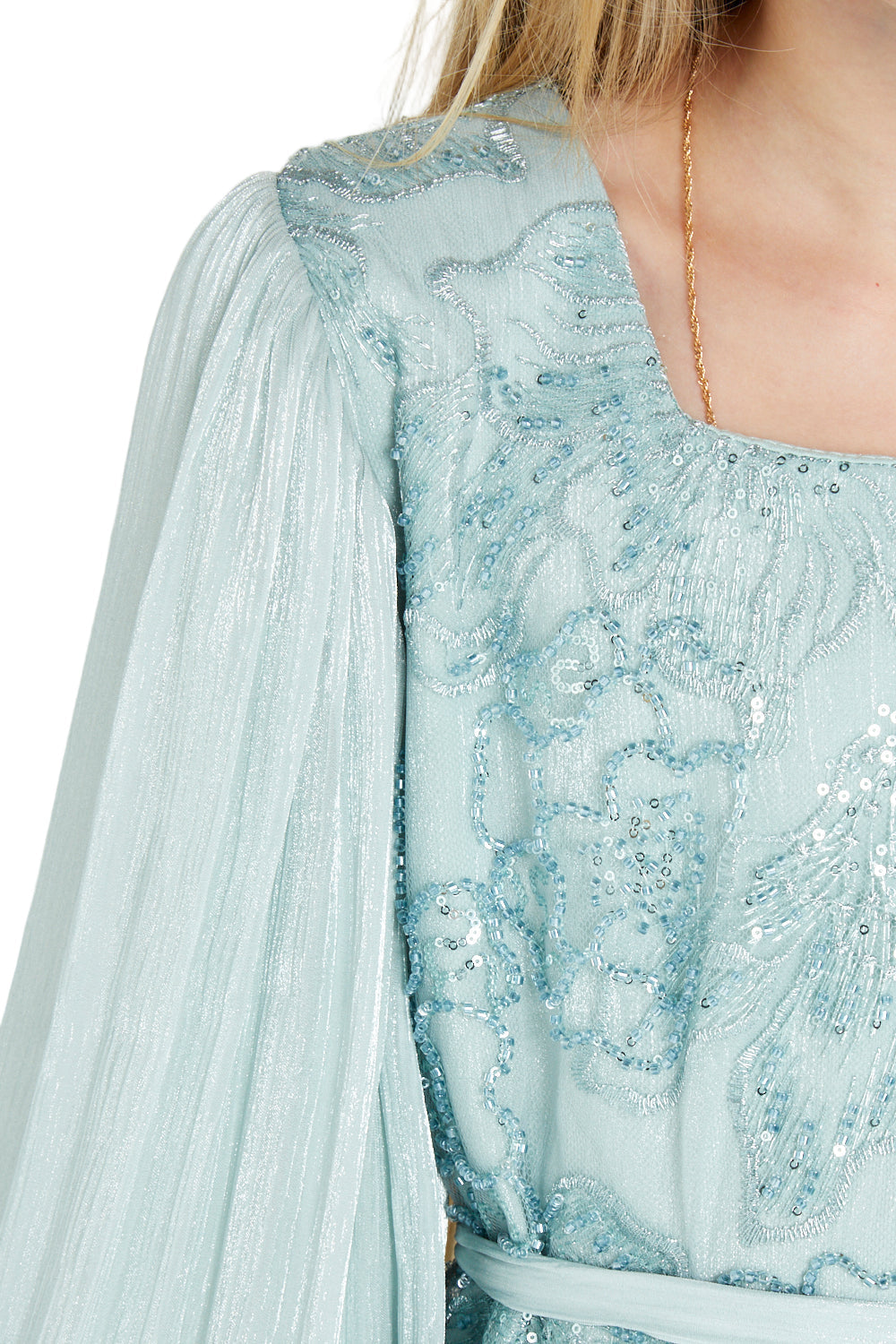 Embroidered Puff-Sleeve Dress