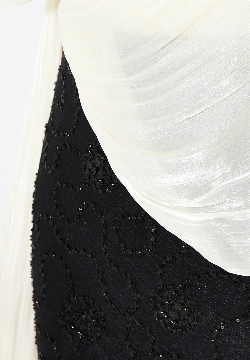 Draped Cape Overlay Gown with Beaded Lace Skirt