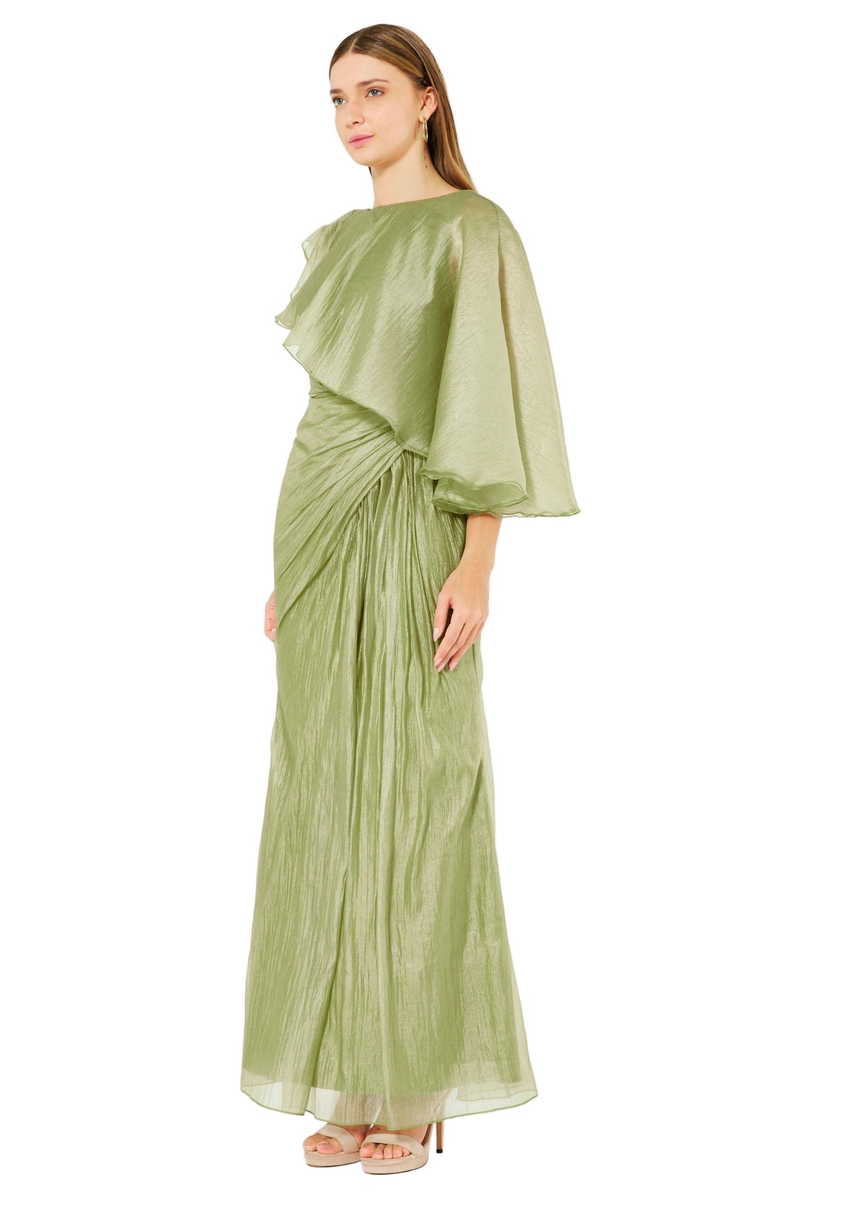 Asymmetric Draped Elegance Gown