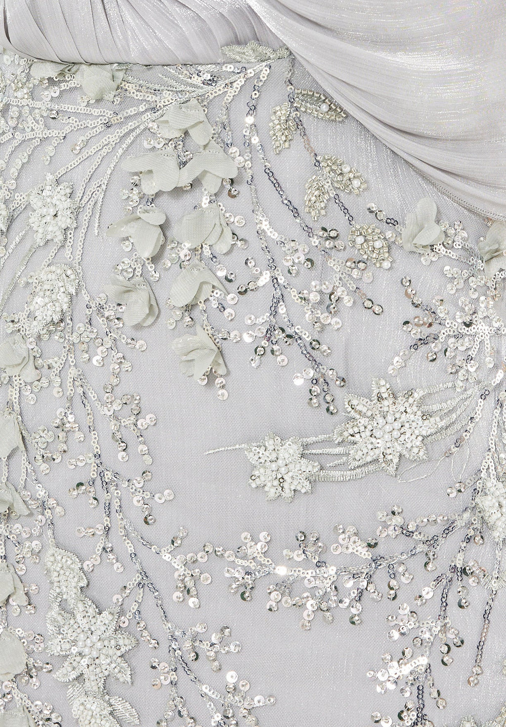 Embellished Gown with Draped Cape Overlay