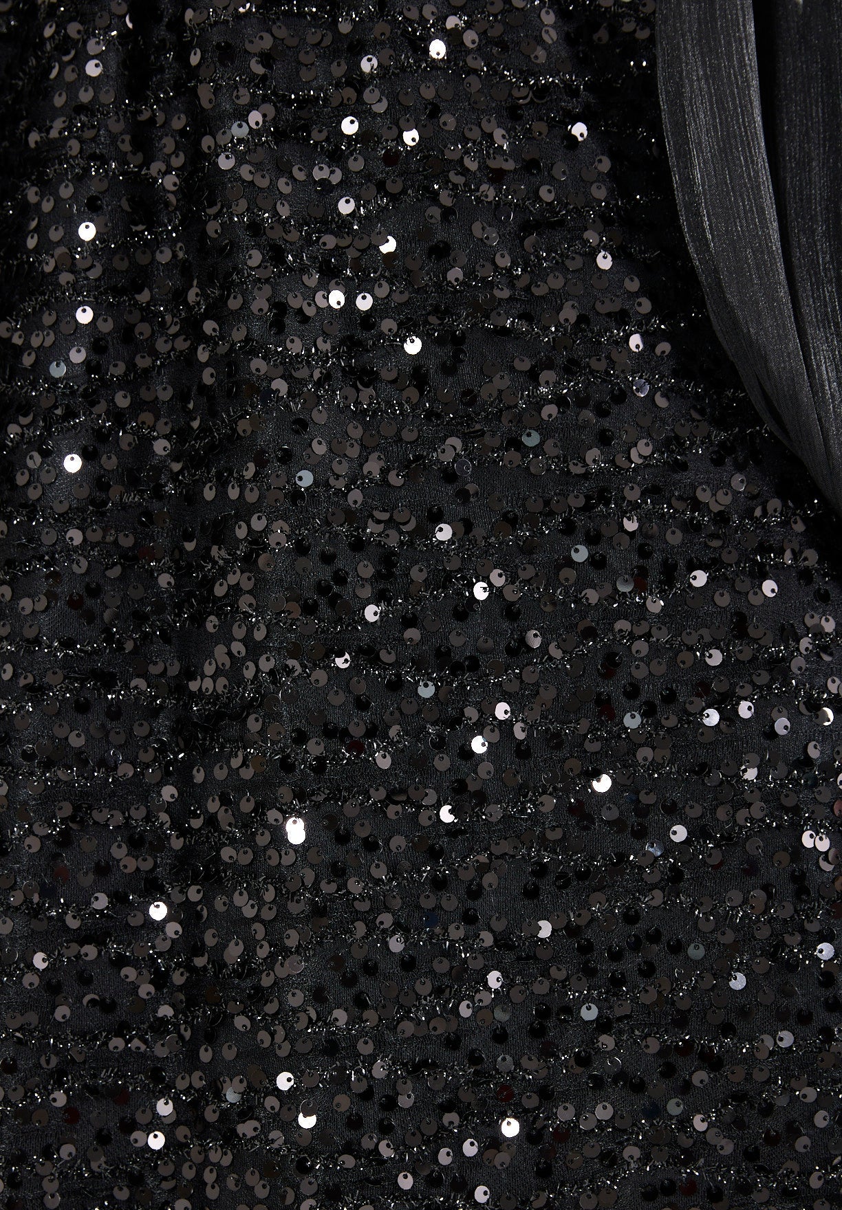 Shimmer Sequin Gown with Pleated Organza Sleeves