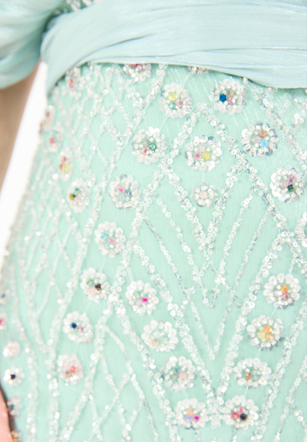 Embellished Blouson Gown with Dramatic Drape