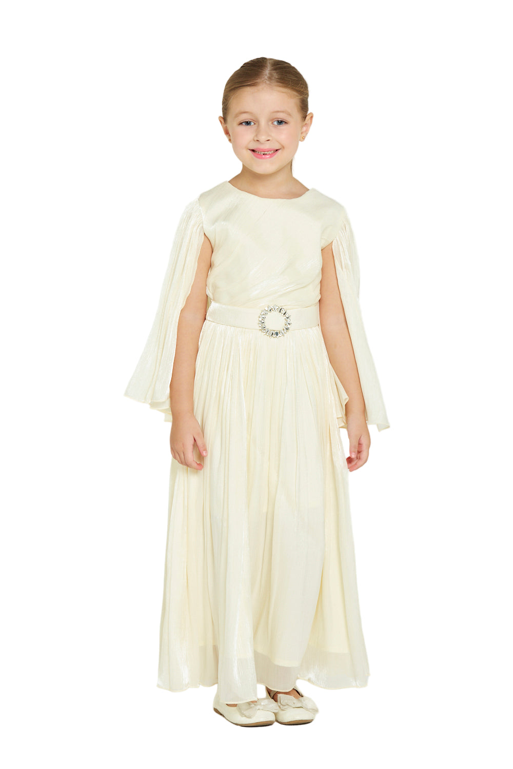 Shimmer Flowy Bloom Dress with Crystal Buckle