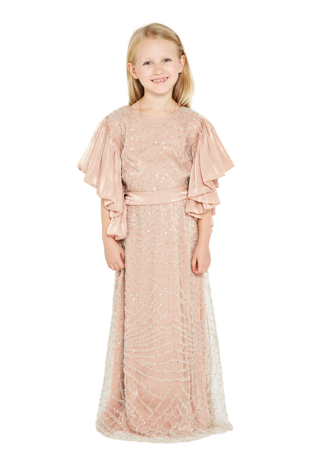 Flutter-Sleeve Radiant Gown