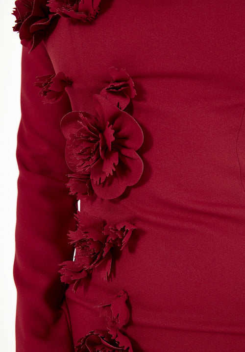 3D Floral Applique Elegance Off-Shoulder Gown