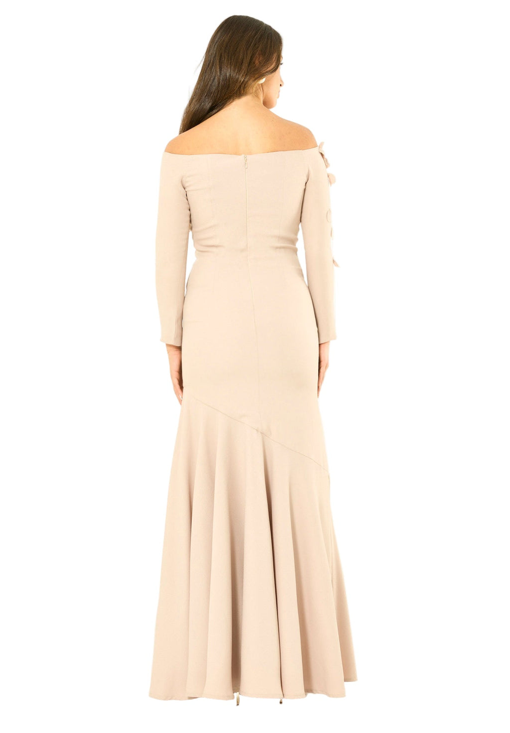 Elegant 3D Petal Adorned Off-Shoulder Gown