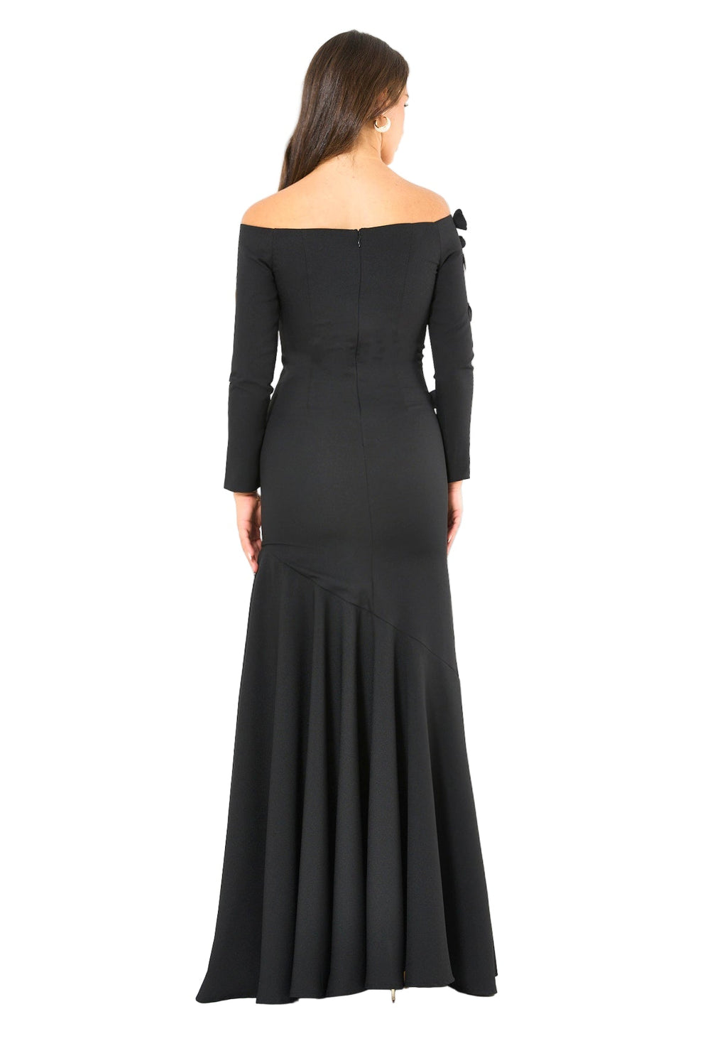 Elegant 3D Petal Adorned Off-Shoulder Gown