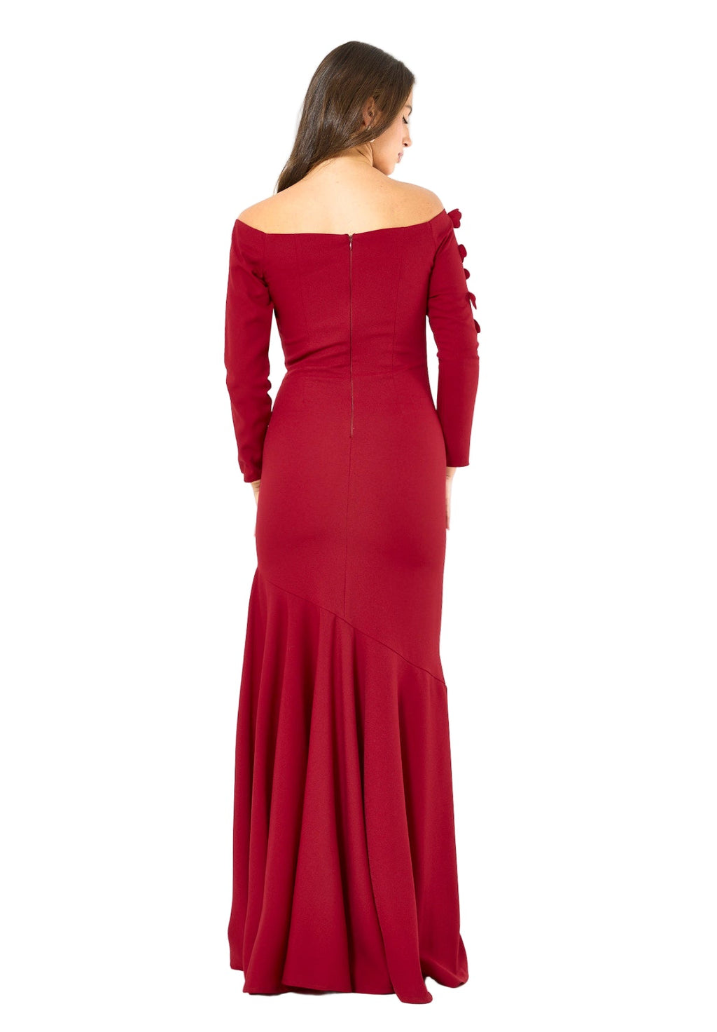 Elegant 3D Petal Adorned Off-Shoulder Gown