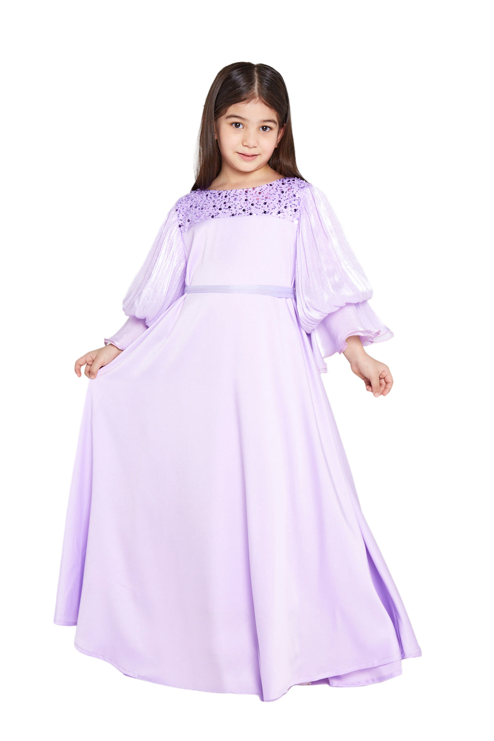 Flowing Balloon Sleeve Dress