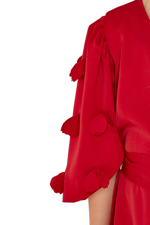 3D Appliqué Petal Drop Gown