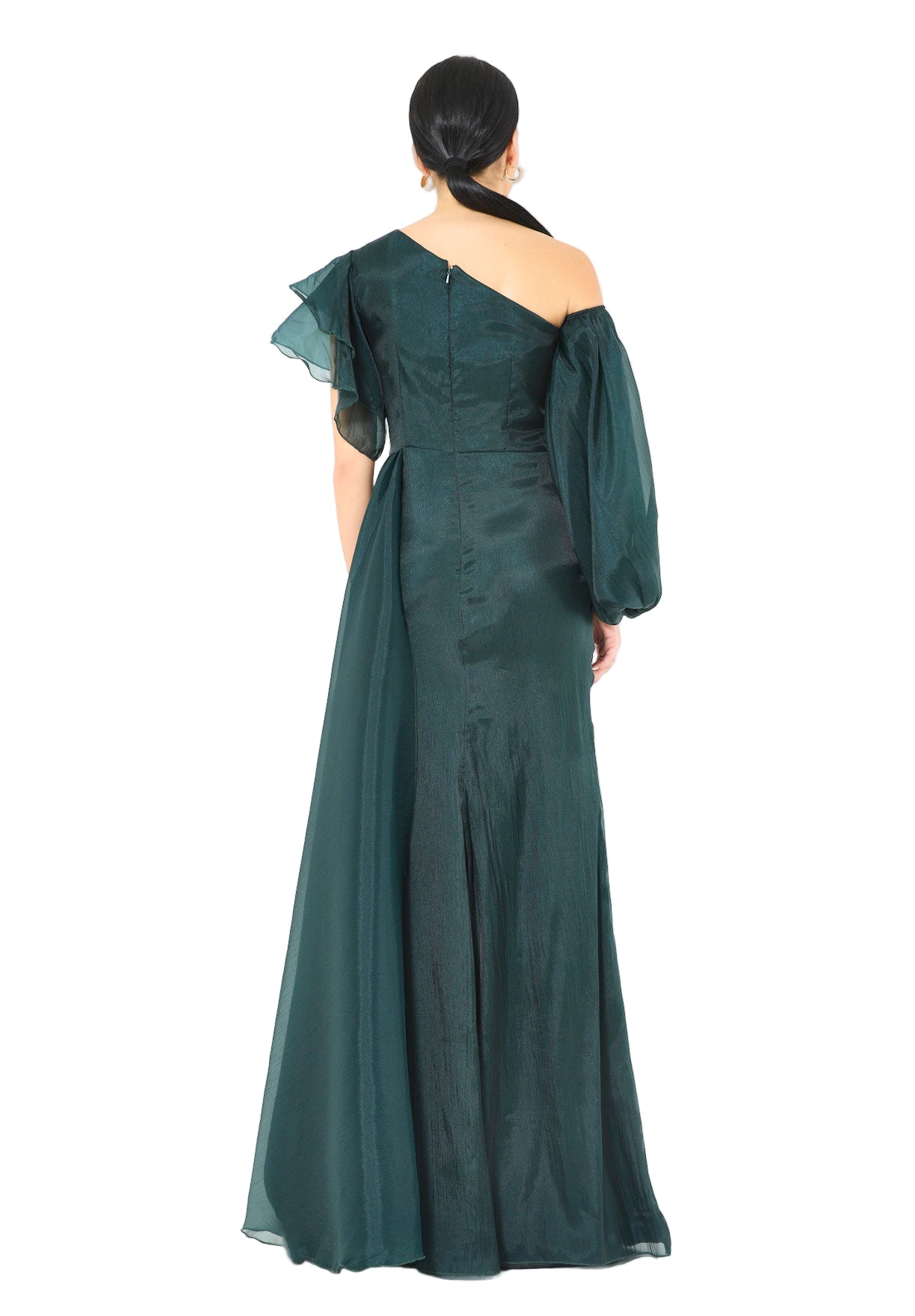 Aysmmetrical One-Shoulder Draped Gown
