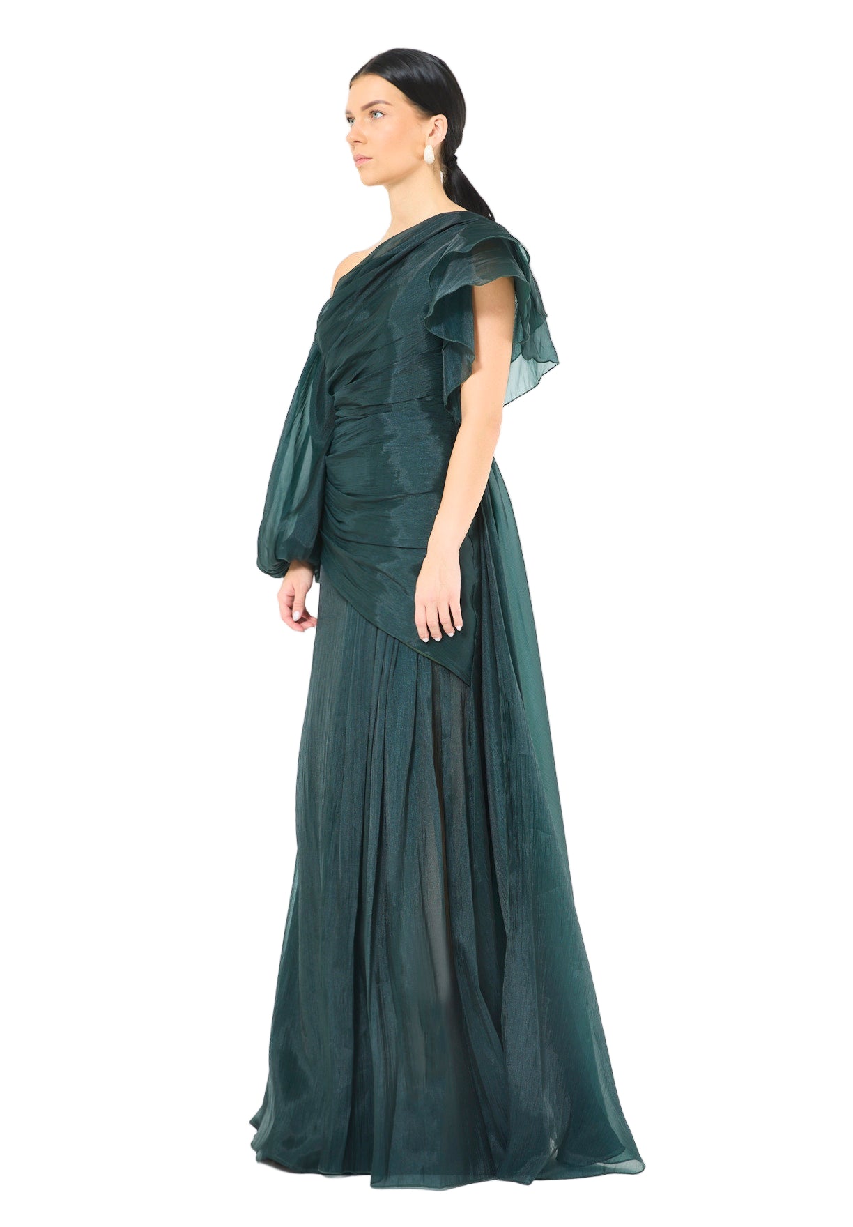 Aysmmetrical One-Shoulder Draped Gown