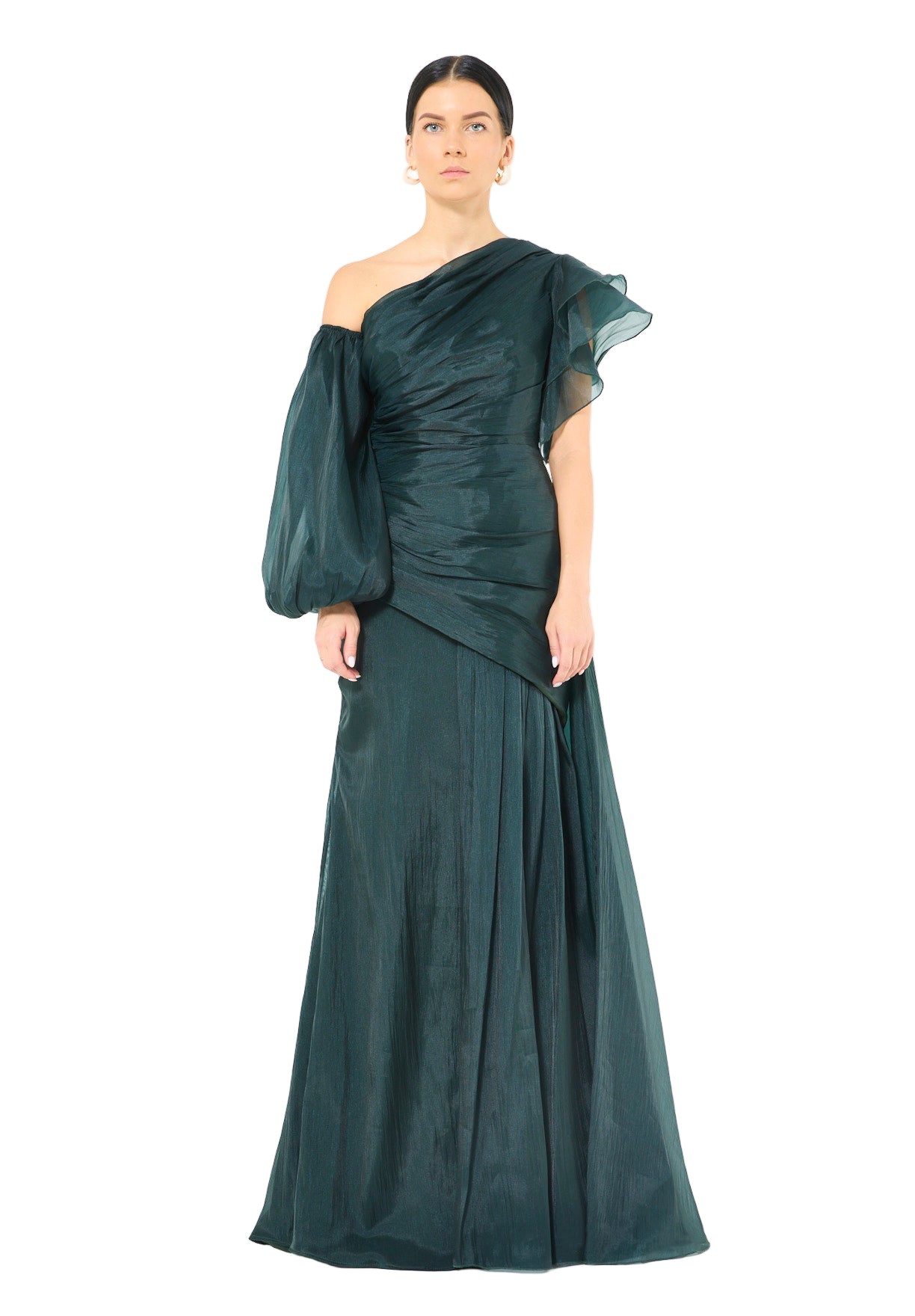 Aysmmetrical One-Shoulder Draped Gown