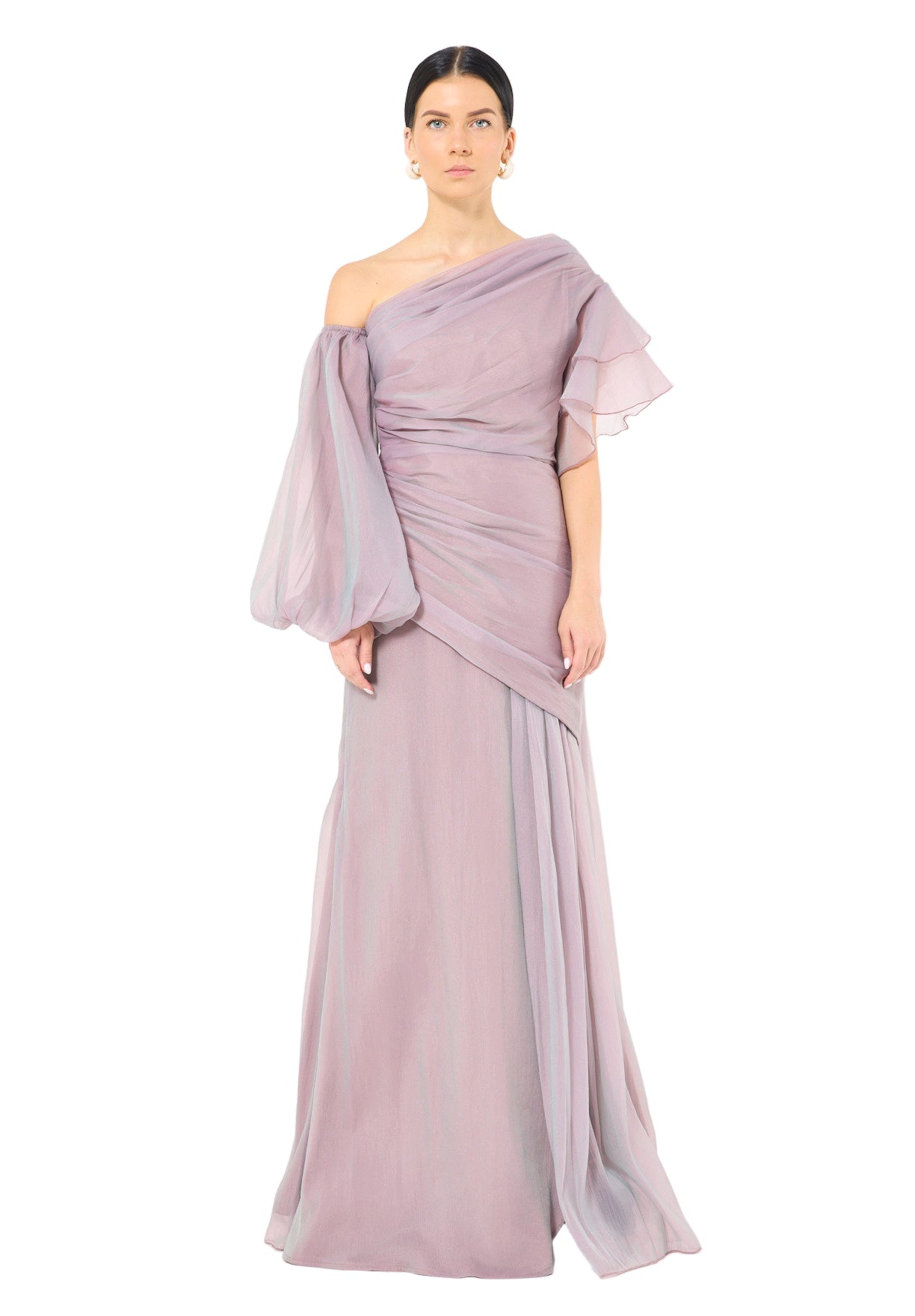 Aysmmetrical One-Shoulder Draped Gown