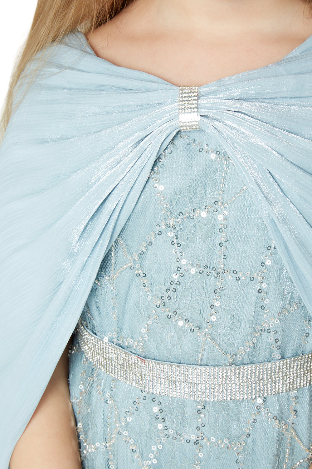 Snow light Majestic Gown with Cape Overlay