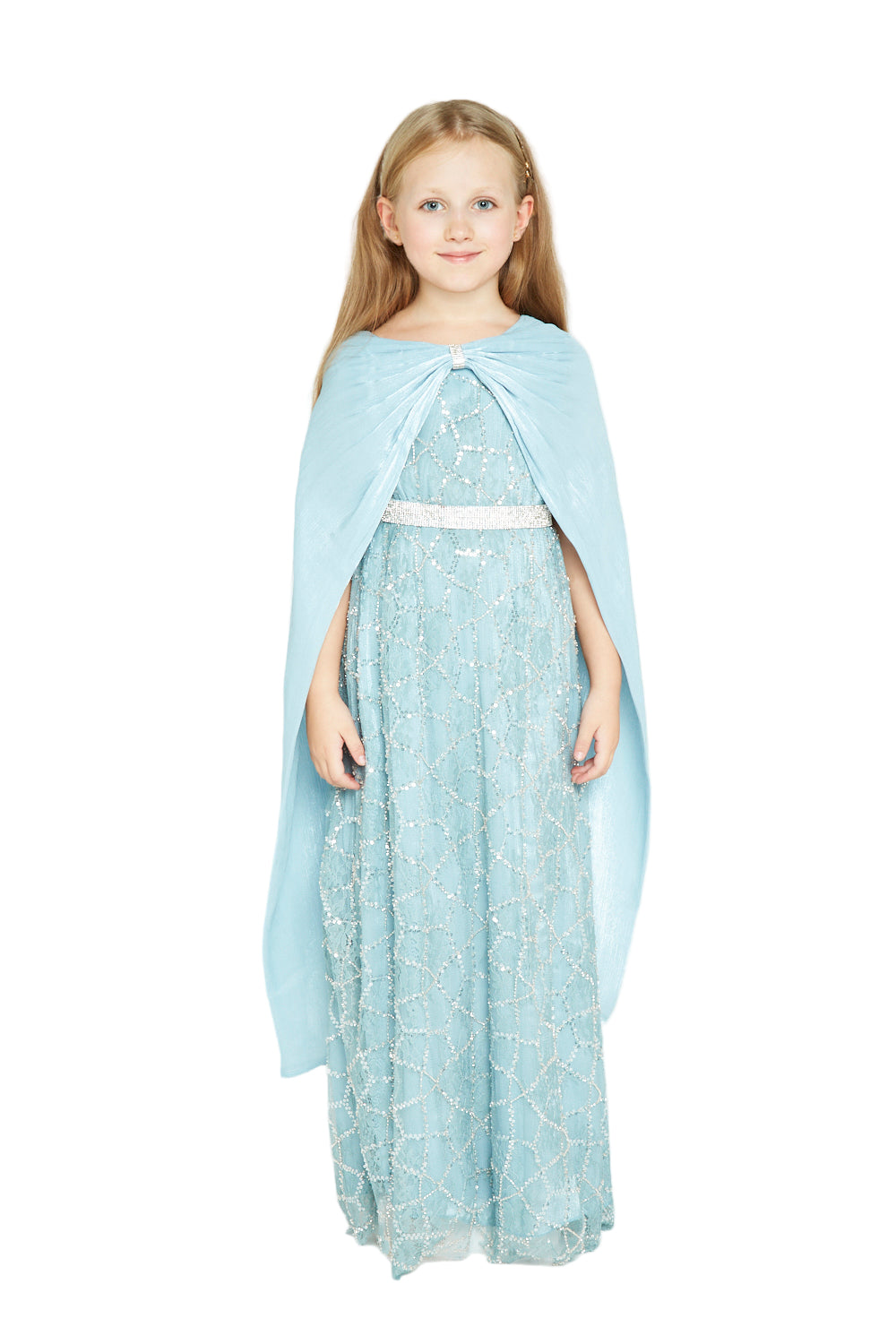 Snow light Majestic Gown with Cape Overlay
