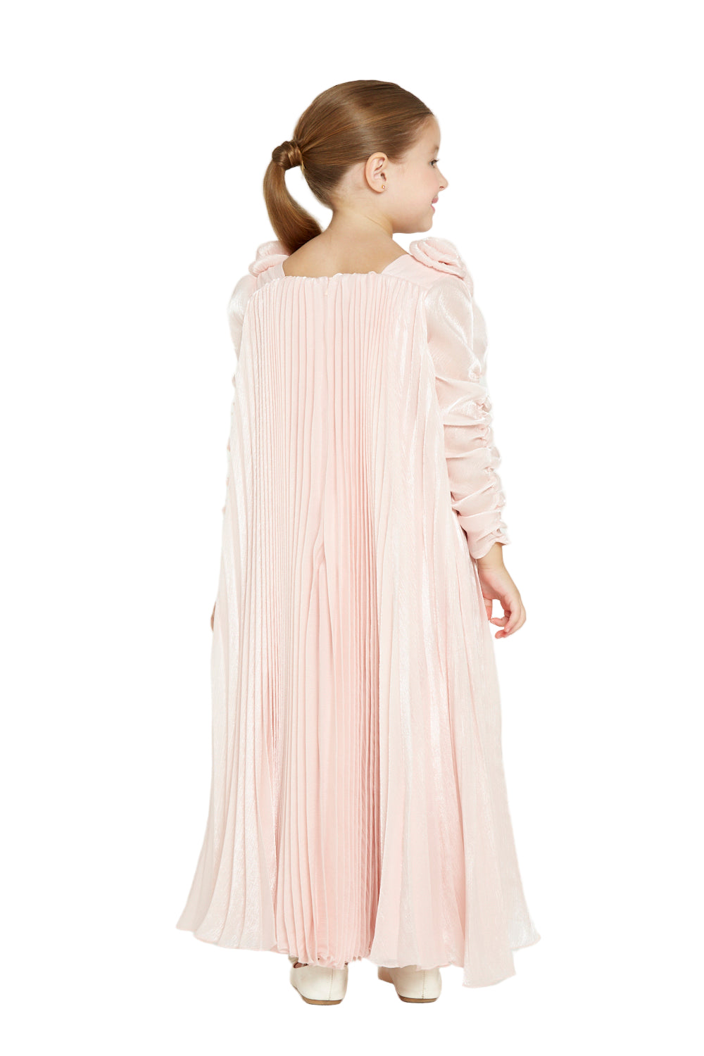 Pleated Organza Rosette Gown