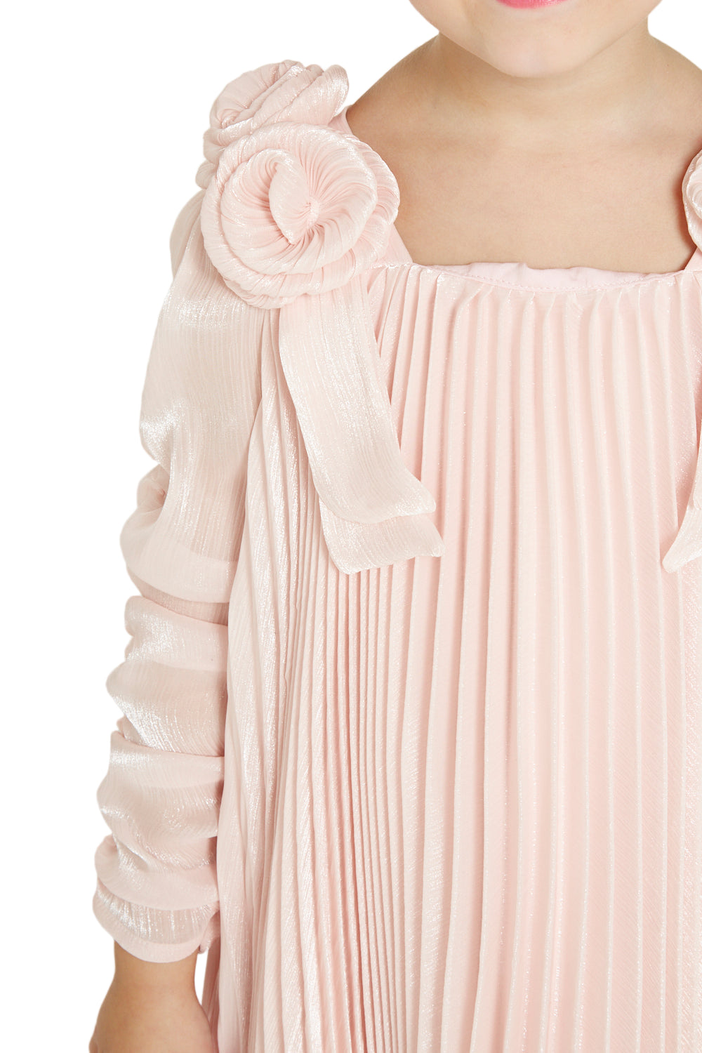 Pleated Organza Rosette Gown