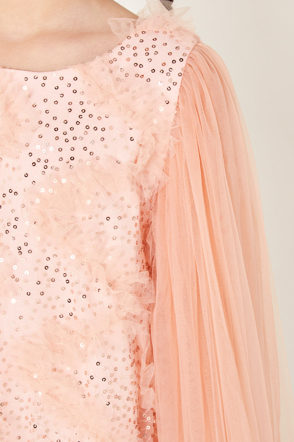 Sequin Tulle Cape Dress