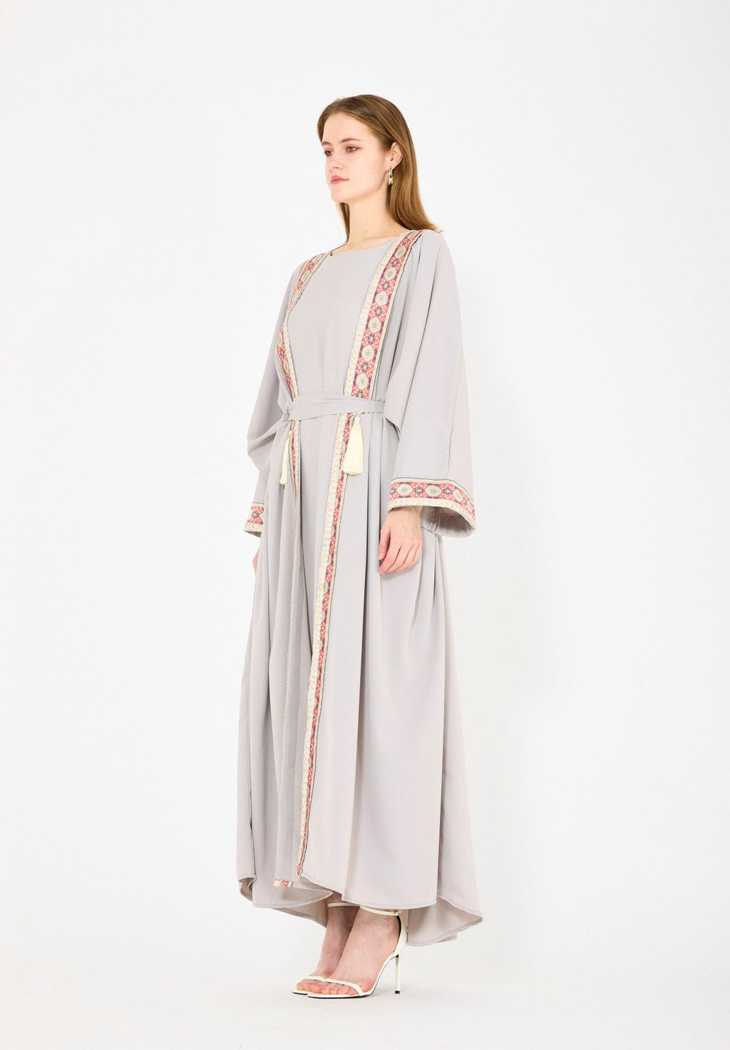 Embellished Bisht With Tassels & Dress Set